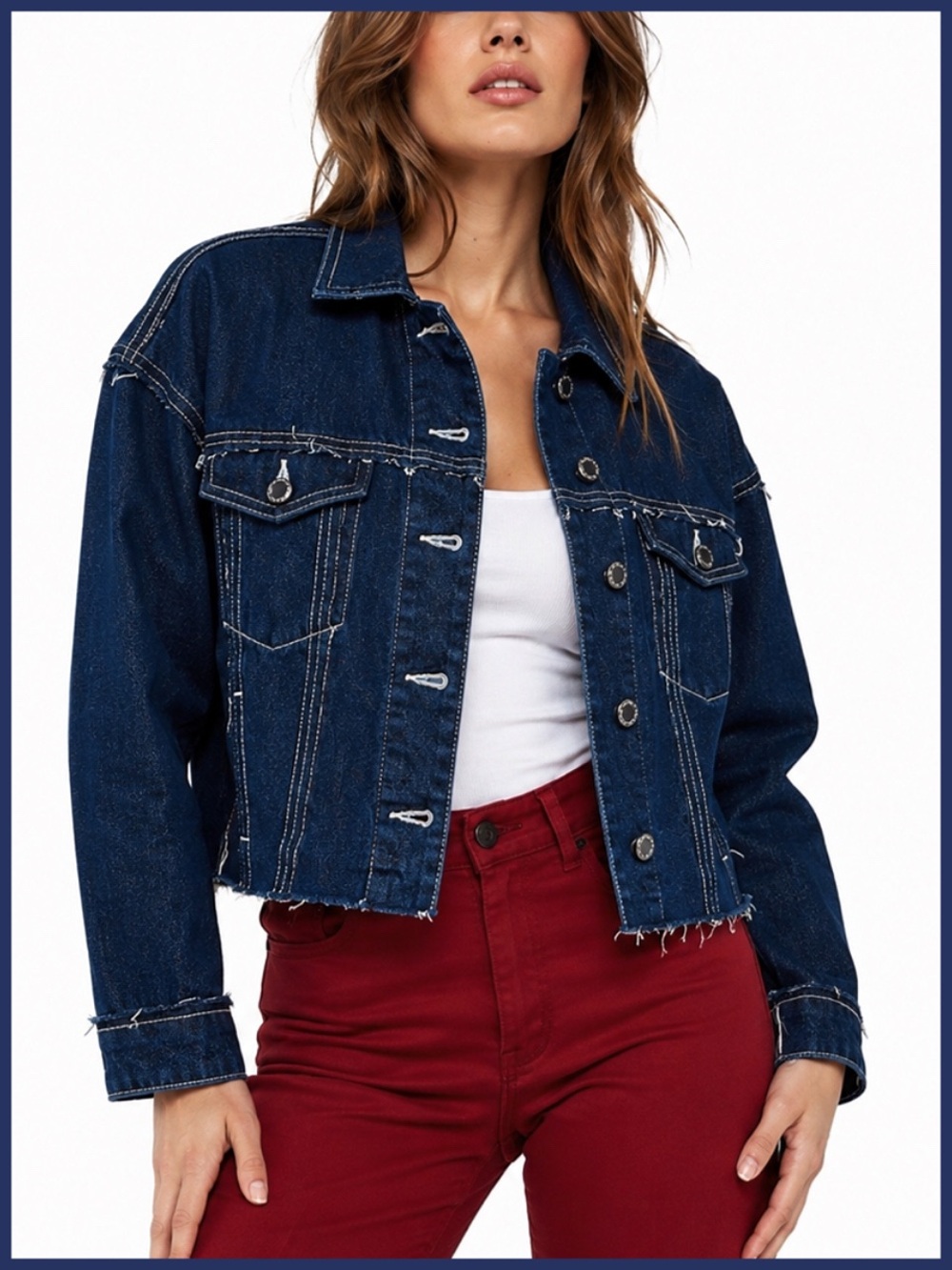 MNG Mango Button Down Blue Denim Jeans Jacket
